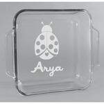 Ladybugs & Gingham Glass Cake Dish - 8in x 8in (Personalized)