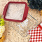 Ladybugs & Gingham Glass Cake Dish - LIFESTYLE (8x8)