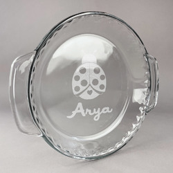 Ladybugs & Gingham Glass Pie Dish - 9.5in Round (Personalized)