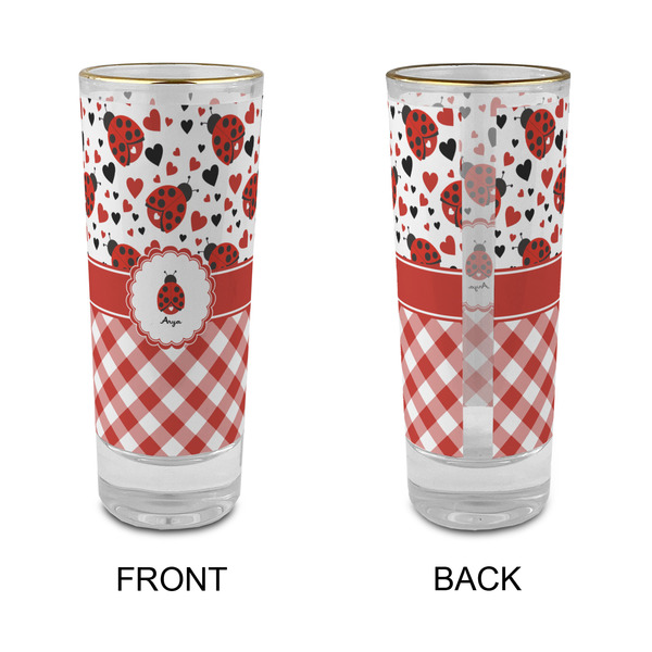 Ladybugs & Gingham Glass Shot Glass - 2 oz - Single - APPROVAL