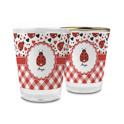 Ladybugs & Gingham Glass Shot Glass - 1.5 oz (Personalized)