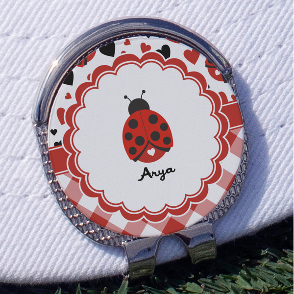 Custom Ladybugs & Gingham Golf Ball Marker - Hat Clip