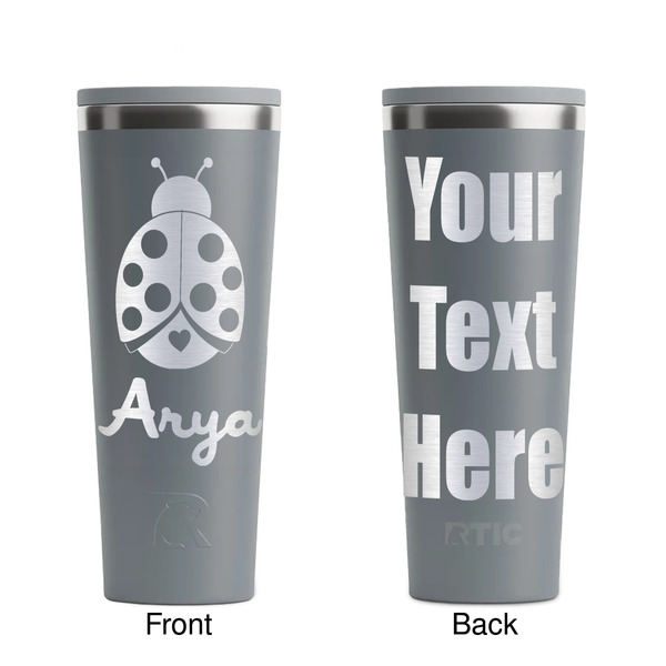 Ladybugs & Gingham Grey RTIC Everyday Tumbler - 28 oz. - Front and Back