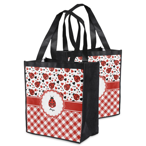 Ladybugs & Gingham Grocery Bag - MAIN