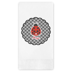 Ladybugs & Gingham Guest Napkins - Full Color - Embossed Edge (Personalized)