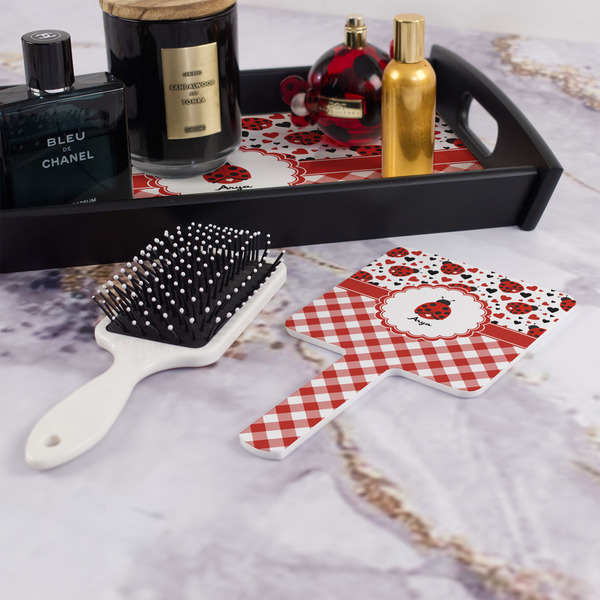 Ladybugs & Gingham Hand Mirror - With Hair Brush
