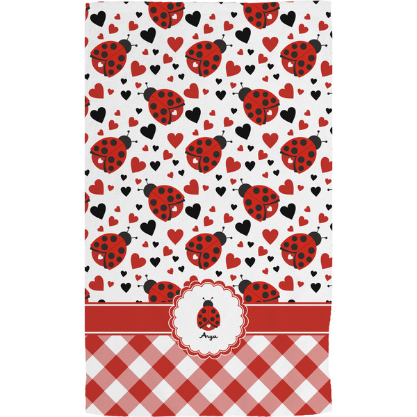 Ladybugs & Gingham Hand Towel (Personalized)