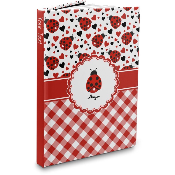 Custom Ladybugs & Gingham Hardbound Journal - 7.25" x 10" (Personalized)