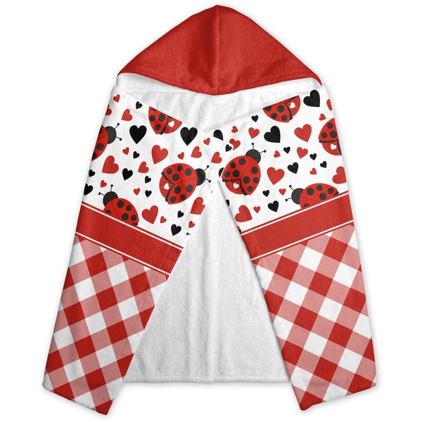 Ladybugs & Gingham Hooded Towel - Folded