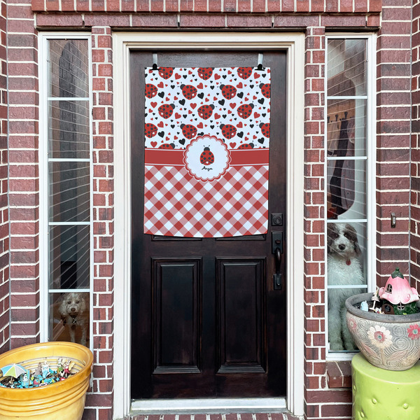 Ladybugs & Gingham House Flags - Double Sided - (Over the door) LIFESTYLE