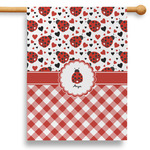 Ladybugs & Gingham 28" House Flag - Double Sided (Personalized)