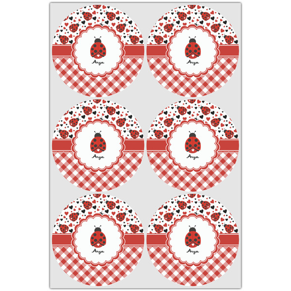 Ladybugs & Gingham Icing Circle - Large - Set of 6