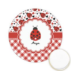 Ladybugs & Gingham Printed Cookie Topper - 2.15" (Personalized)