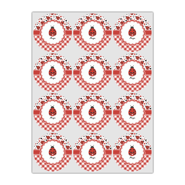 Ladybugs & Gingham Icing Circle - Small - Set of 12
