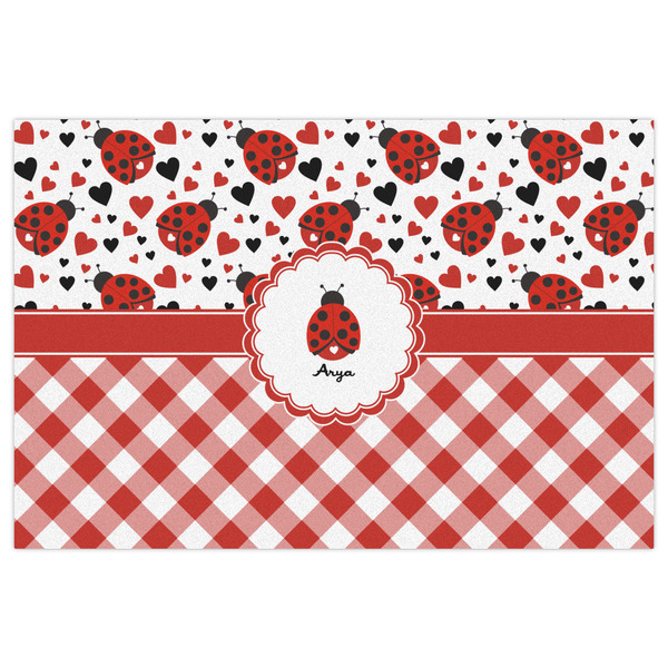 Ladybugs & Gingham Indoor / Outdoor Rug - 2'x3' - Front Flat