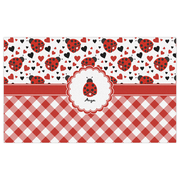 Ladybugs & Gingham Indoor / Outdoor Rug - 3'x5' - Front Flat