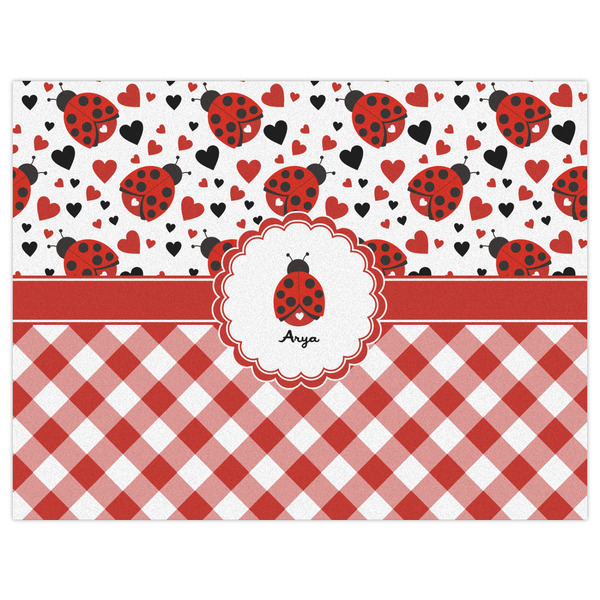 Ladybugs & Gingham Indoor / Outdoor Rug - 6'x8' - Front Flat