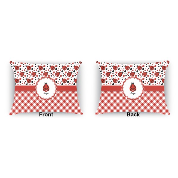 Ladybugs & Gingham  Indoor Rectangular Burlap Pillow (Front and Back)