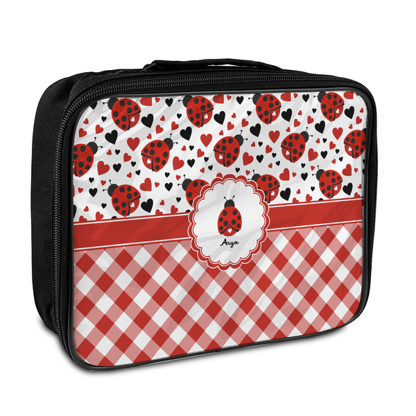 Custom Ladybugs & Gingham Insulated Lunch Bag (Personalized)