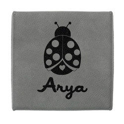 Ladybugs & Gingham Jewelry Gift Box - Engraved Leather Lid (Personalized)