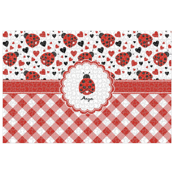 Custom Ladybugs & Gingham 1014 pc Jigsaw Puzzle (Personalized)