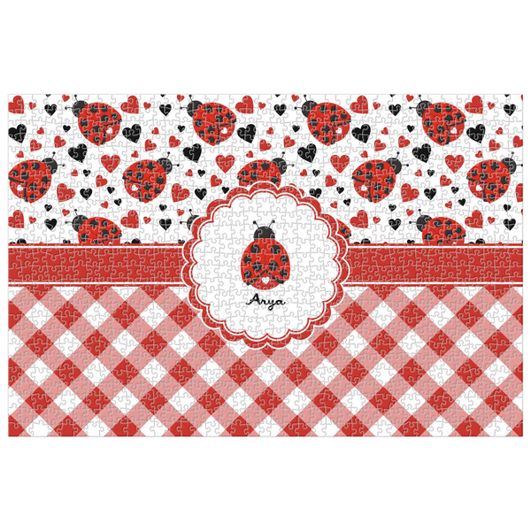 Custom Ladybugs & Gingham Jigsaw Puzzle - 1000-piece (Personalized)