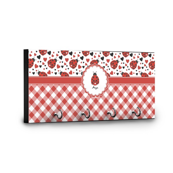 Ladybugs & Gingham Key Hanger - Front View with Hooks