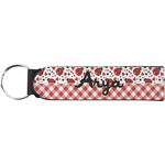 Ladybugs & Gingham Neoprene Keychain Fob (Personalized)