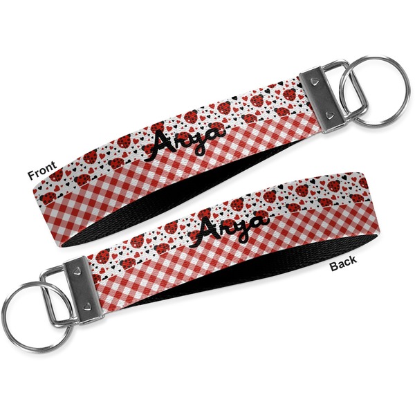 Ladybugs & Gingham Key-chain - Metal and Nylon - Front and Back