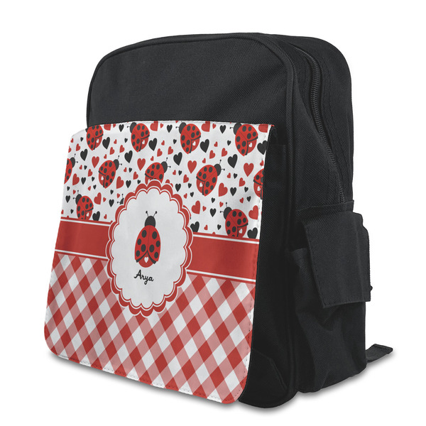 Custom Ladybugs & Gingham Preschool Backpack (Personalized)