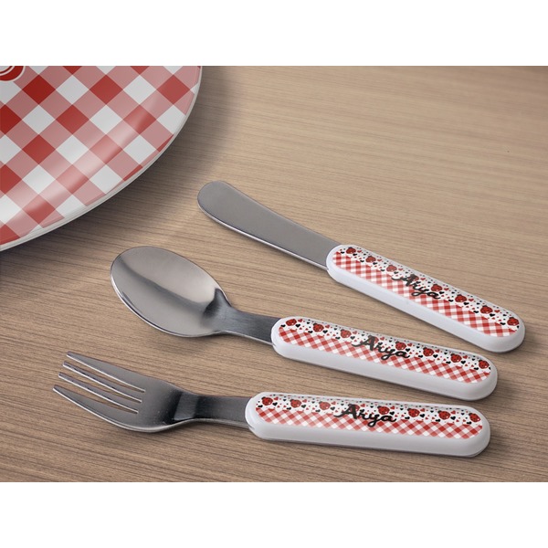 Ladybugs & Gingham Kids Flatware w/ Plate