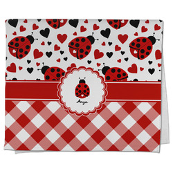 Ladybugs & Gingham Kitchen Towel - Poly Cotton w/ Name or Text