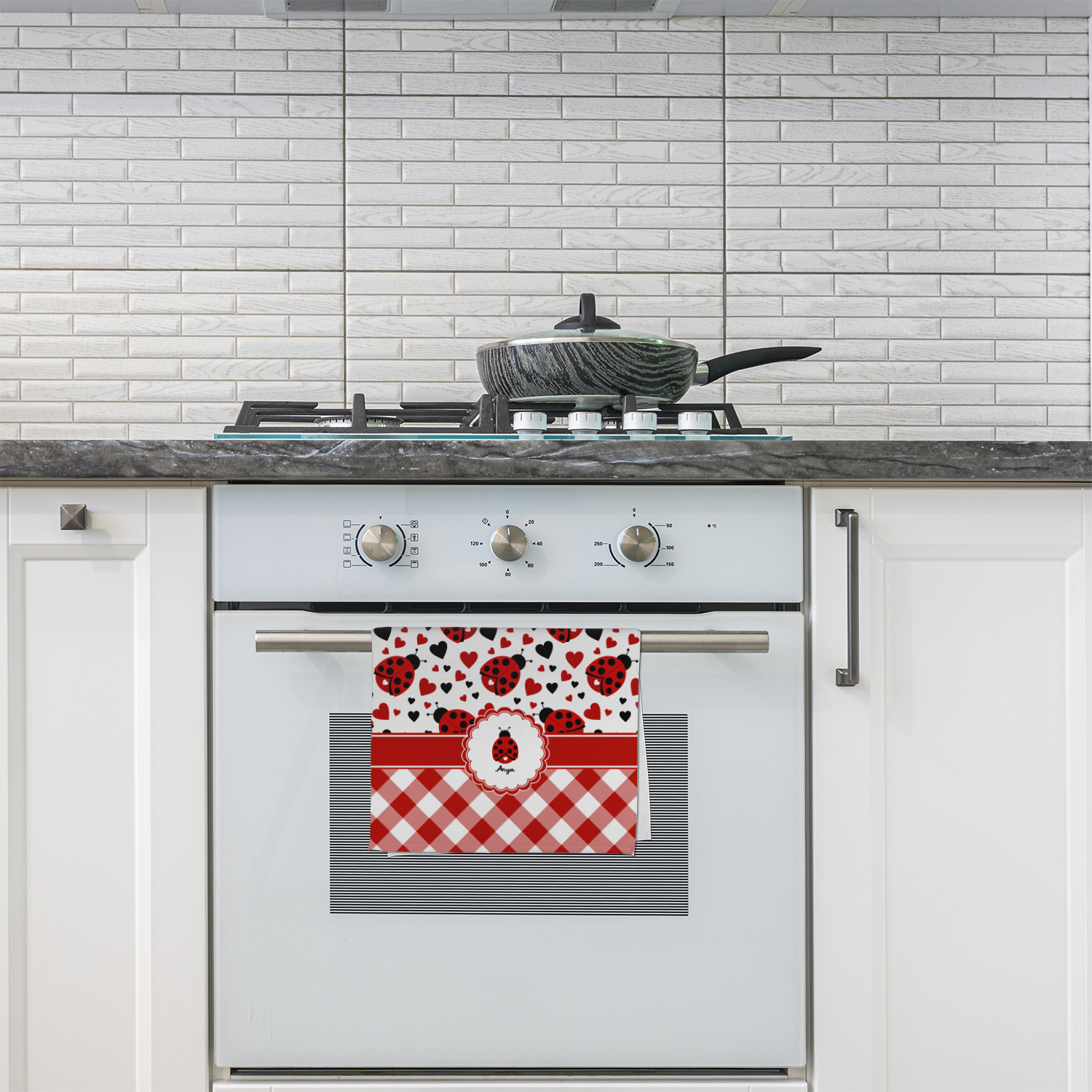 Ladybugs & Gingham Kitchen Towel - Full Print (Personalized ...