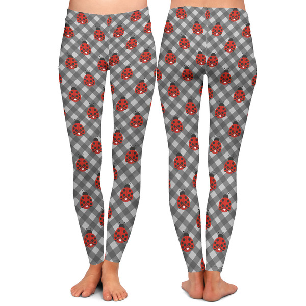 Ladybugs & Gingham Ladies Leggings - Front and Back