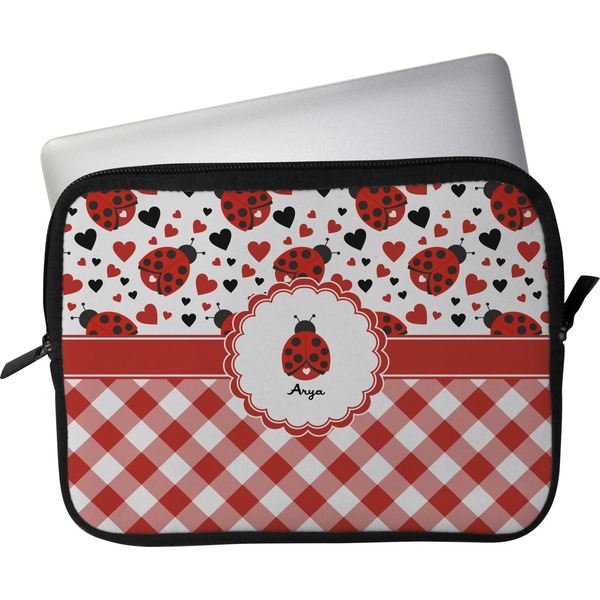 Custom Ladybugs & Gingham Laptop Sleeve / Case (Personalized)