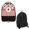 Ladybugs & Gingham Large Backpack - Black - Front & Back View