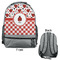 Ladybugs & Gingham Large Backpack - Gray - Front & Back View