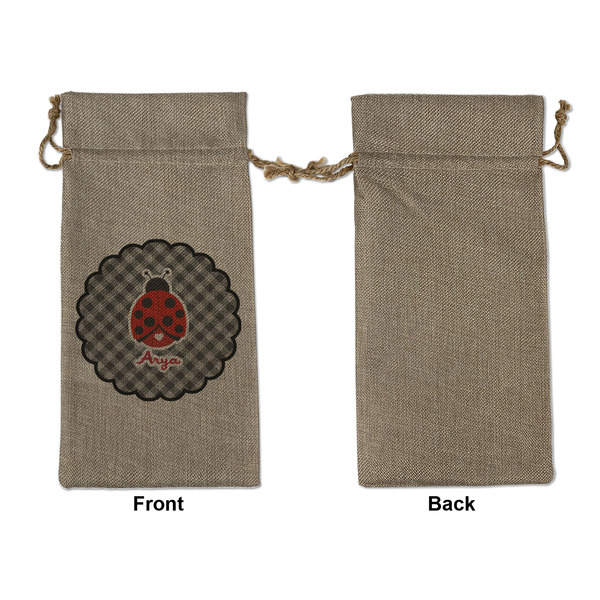 Ladybugs & Gingham Large Burlap Gift Bags - Front Approval