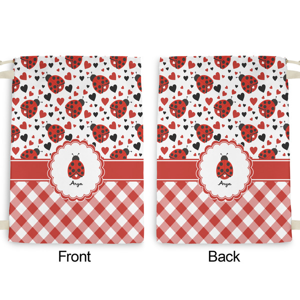 Ladybugs & Gingham Large Laundry Bag - Front & Back View