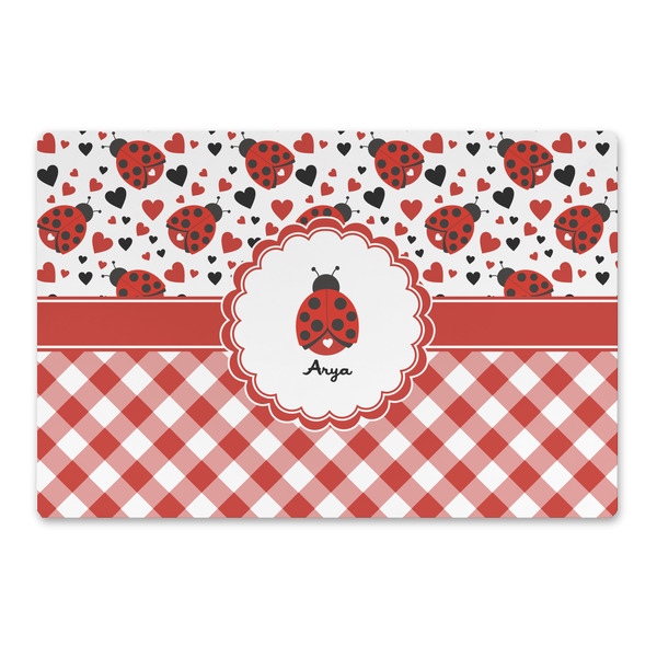 Custom Ladybugs & Gingham Large Rectangle Car Magnet (Personalized)