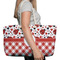 Ladybugs & Gingham Large Rope Tote Bag - In Context View