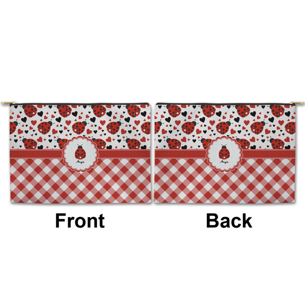 Ladybugs & Gingham Large Zipper Pouch Approval (Front and Back)