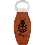 Ladybugs & Gingham Leatherette Bottle Opener - Double Sided (Personalized)
