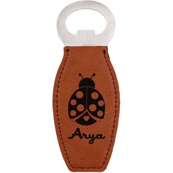 Custom Ladybugs & Gingham Leatherette Bottle Opener (Personalized)