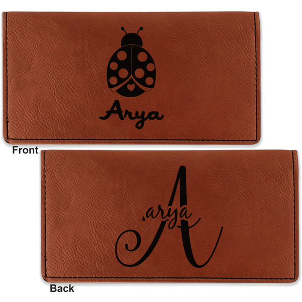 Ladybugs & Gingham Leather Checkbook Holder Front and Back