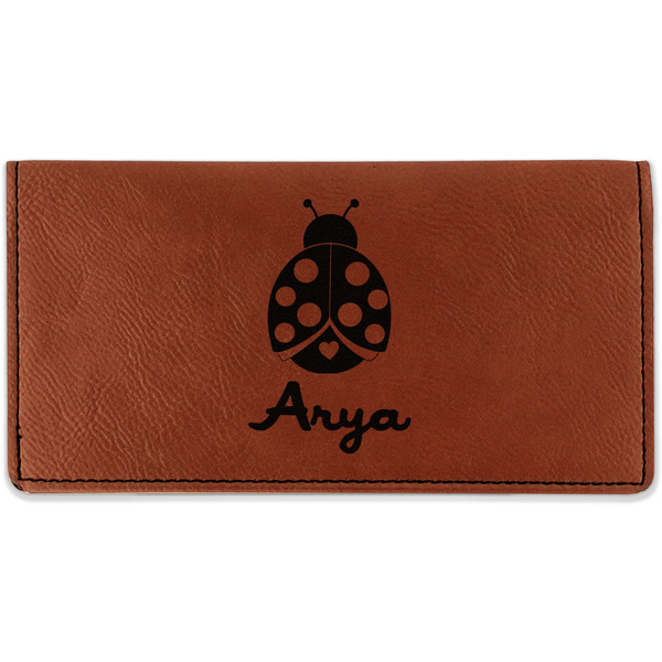 Custom Ladybugs & Gingham Leatherette Checkbook Holder - Single Sided (Personalized)