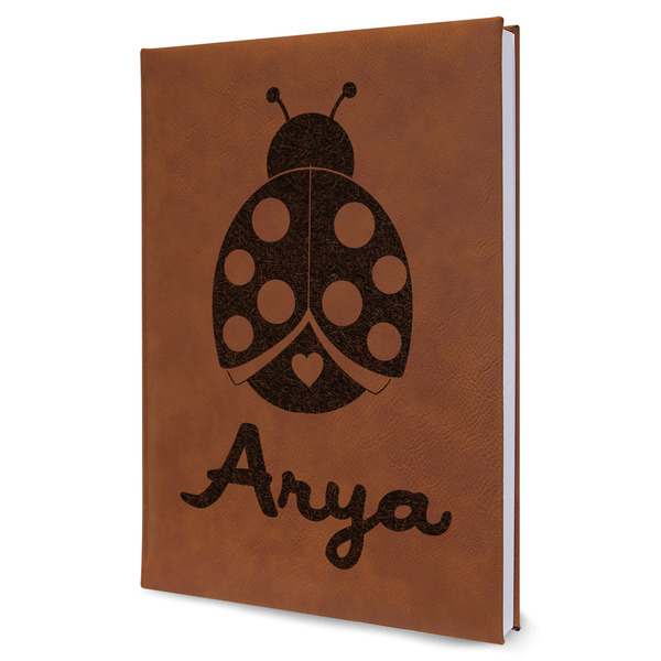 Custom Ladybugs & Gingham Leather Sketchbook - Large - Single Sided (Personalized)