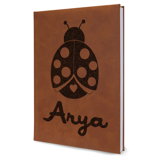 Custom Ladybugs & Gingham Leather Sketchbook - Large - Single Sided (Personalized)