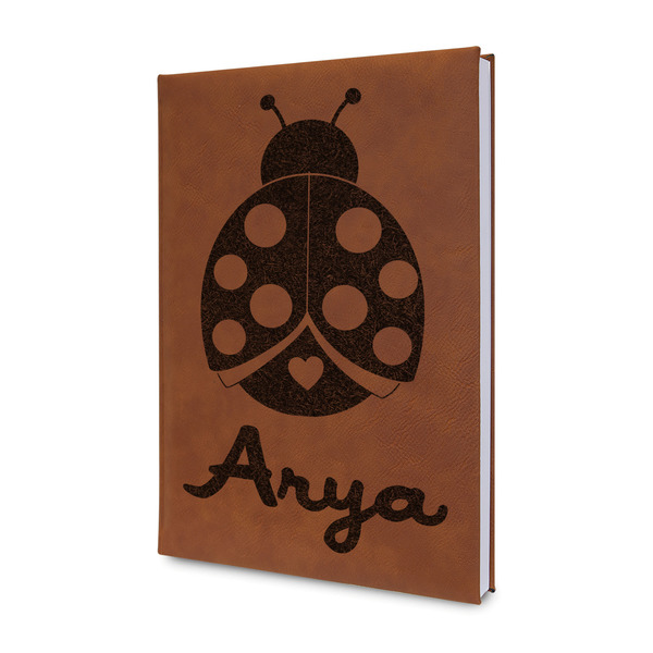 Custom Ladybugs & Gingham Leather Sketchbook - Small - Double Sided (Personalized)