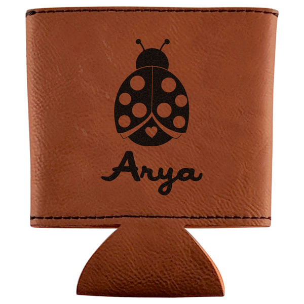 Custom Ladybugs & Gingham Leatherette Can Sleeve (Personalized)